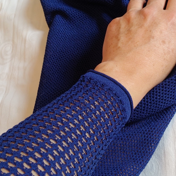 Blue silky knit/mesh dress - Picture 6 of 7